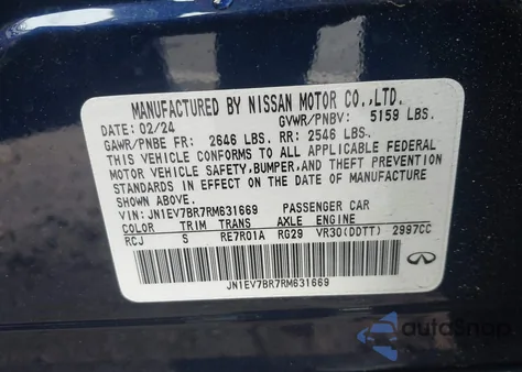 2024 Infiniti Q50 Luxe Awd from USA, damaged, VIN JN1EV7BR7RM631669